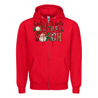 Red Santa's Favorite Volleyball Coach For Christmas Zipper Hoodie - FaDigitalArtStudio
