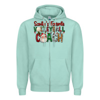 Seafoam Santa's Favorite Volleyball Coach For Christmas Zipper Hoodie - FaDigitalArtStudio