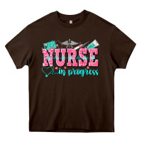 Chocolate Brown nurse in progress Heavy Core Tee - NancyCooperArtShop