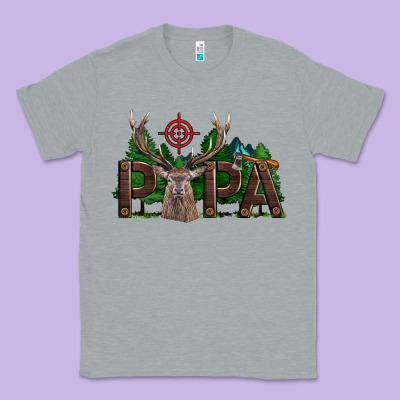 Western Papa Deer Hunting Classic Tee Designed By Lillyallendesigns