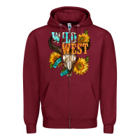 Burgundy Western Wild West Rodeo Zipper Hoodie - BundleAndBundleShop