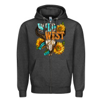 Charcoal Heather Western Wild West Rodeo Zipper Hoodie - BundleAndBundleShop