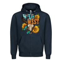 Navy Western Wild West Rodeo Zipper Hoodie - BundleAndBundleShop