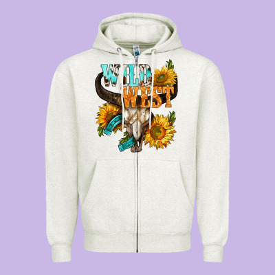 Western Wild West Rodeo Zipper Hoodie Designed By Bundleandbundleshop