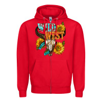Red Western Wild West Rodeo Zipper Hoodie - BundleAndBundleShop