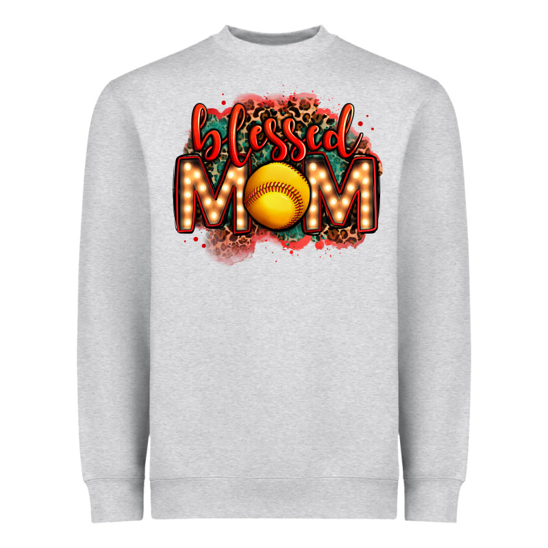 Blessed Softball Mom Lightbulb Letters Heavyweight Sweatshirt by OliviaCreatesArt | Teevron