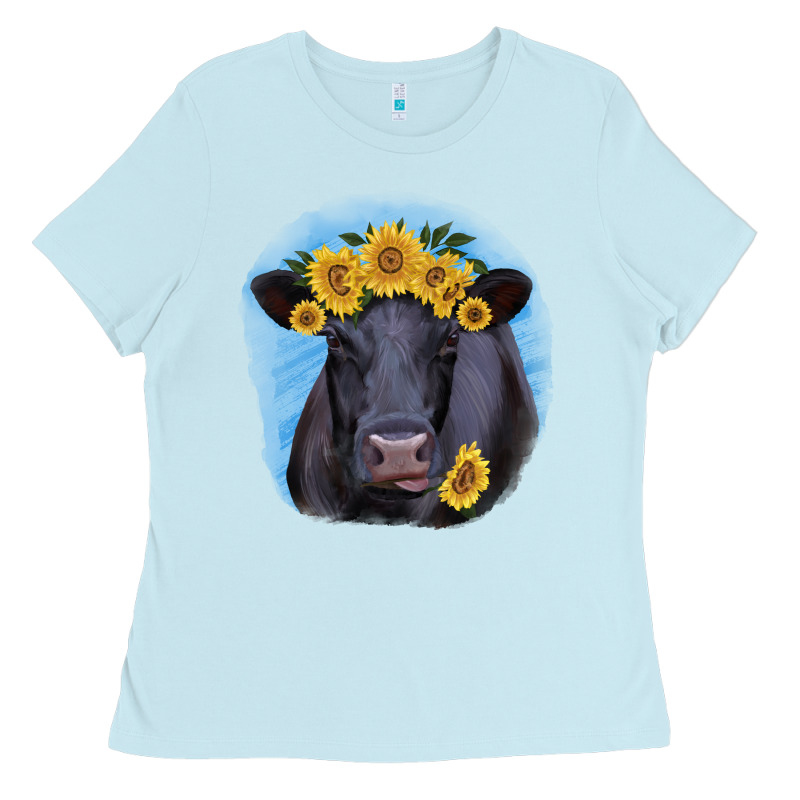 Black Angus With Sunflower Ladies Tee by Jasminsmagicworld | Teevron