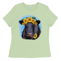 Matcha Black Angus with Sunflower Ladies Tee - Jasminsmagicworld