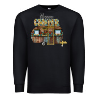 Black Happy Camper Premium Sweatshirt - CowhideDigitalArt