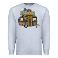 Heather Grey Happy Camper Premium Sweatshirt - CowhideDigitalArt