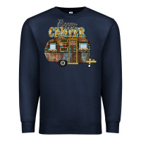 Navy Happy Camper Premium Sweatshirt - CowhideDigitalArt