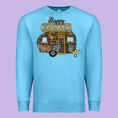 Happy Camper Premium Sweatshirt Designed By Cowhidedigitalart