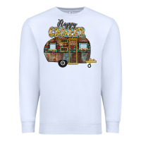 White Happy Camper Premium Sweatshirt - CowhideDigitalArt