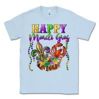 Dusty Blue happy mardi gras fleur de lis king cake crawfish Classic Tee - RanaPortraitStore