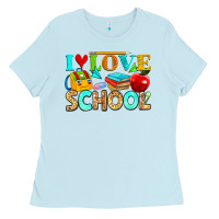 Baby Blue i love school Ladies Tee - NancyCooperArtShop