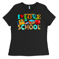 Black i love school Ladies Tee - NancyCooperArtShop