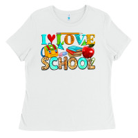 White i love school Ladies Tee - NancyCooperArtShop