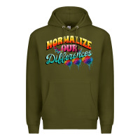 Army Green Normalize our differences Autism Premium Hoodie - FaDigitalArtStudio