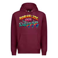 Burgundy Normalize our differences Autism Premium Hoodie - FaDigitalArtStudio