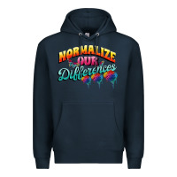 Navy Normalize our differences Autism Premium Hoodie - FaDigitalArtStudio