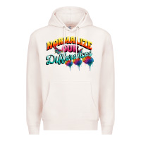 Pale Pink Normalize our differences Autism Premium Hoodie - FaDigitalArtStudio