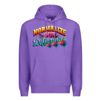Purple Normalize our differences Autism Premium Hoodie - FaDigitalArtStudio