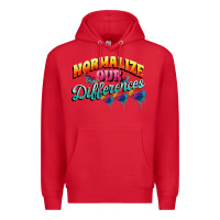 Red Normalize our differences Autism Premium Hoodie - FaDigitalArtStudio