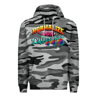 Slate Camo Normalize our differences Autism Premium Hoodie - FaDigitalArtStudio