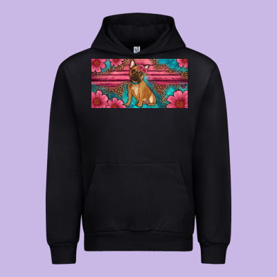 French Bulldog Floral License Plate Urban Hoodie Designed By Artiststas