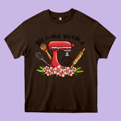 Life Is What You Bake It Heavy Core Tee Designed By Maliassmallbusiness