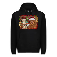 Black christmas heifer and highland cow with serape background Premium Hoodie - RanaPortraitStore