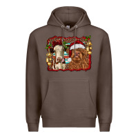 Coffee christmas heifer and highland cow with serape background Premium Hoodie - RanaPortraitStore