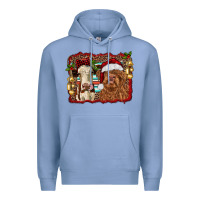 Colony Blue christmas heifer and highland cow with serape background Premium Hoodie - RanaPortraitStore