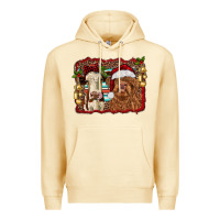Pina Colada christmas heifer and highland cow with serape background Premium Hoodie - RanaPortraitStore