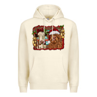 Sandshell christmas heifer and highland cow with serape background Premium Hoodie - RanaPortraitStore