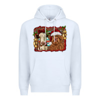 White christmas heifer and highland cow with serape background Premium Hoodie - RanaPortraitStore