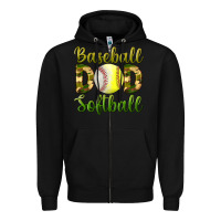 Black Baseball Dad Softball Zipper Hoodie - BundleAndBundleShop