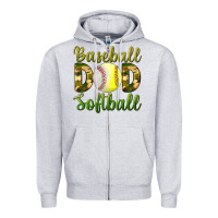 Heather Grey Baseball Dad Softball Zipper Hoodie - BundleAndBundleShop