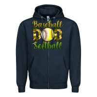 Navy Baseball Dad Softball Zipper Hoodie - BundleAndBundleShop