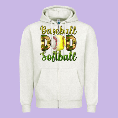 Baseball Dad Softball Zipper Hoodie Designed By Bundleandbundleshop