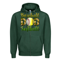 Sports Green Baseball Dad Softball Zipper Hoodie - BundleAndBundleShop