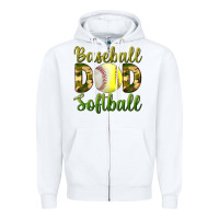 White Baseball Dad Softball Zipper Hoodie - BundleAndBundleShop