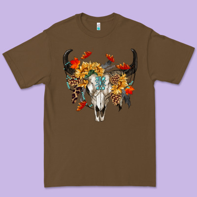Fall Bull Skull Premium Tee Designed By Ranaportraitstore