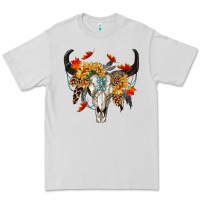 Dove Grey Fall Bull Skull Premium Tee - RanaPortraitStore