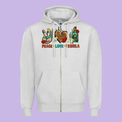 Peace Love Tequila Zipper Hoodie Designed By Bundleandbundleshop