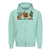 Seafoam Peace Love Tequila Zipper Hoodie - BundleAndBundleShop