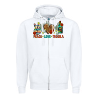 White Peace Love Tequila Zipper Hoodie - BundleAndBundleShop