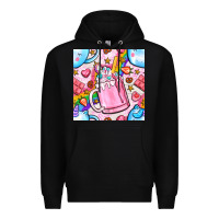 Black unicorn coffe cup and star with rainbow seamless pattern bbs Premium Hoodie - BundleAndBundleShop