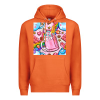 Carrot unicorn coffe cup and star with rainbow seamless pattern bbs Premium Hoodie - BundleAndBundleShop