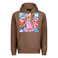 Chestnut unicorn coffe cup and star with rainbow seamless pattern bbs Premium Hoodie - BundleAndBundleShop